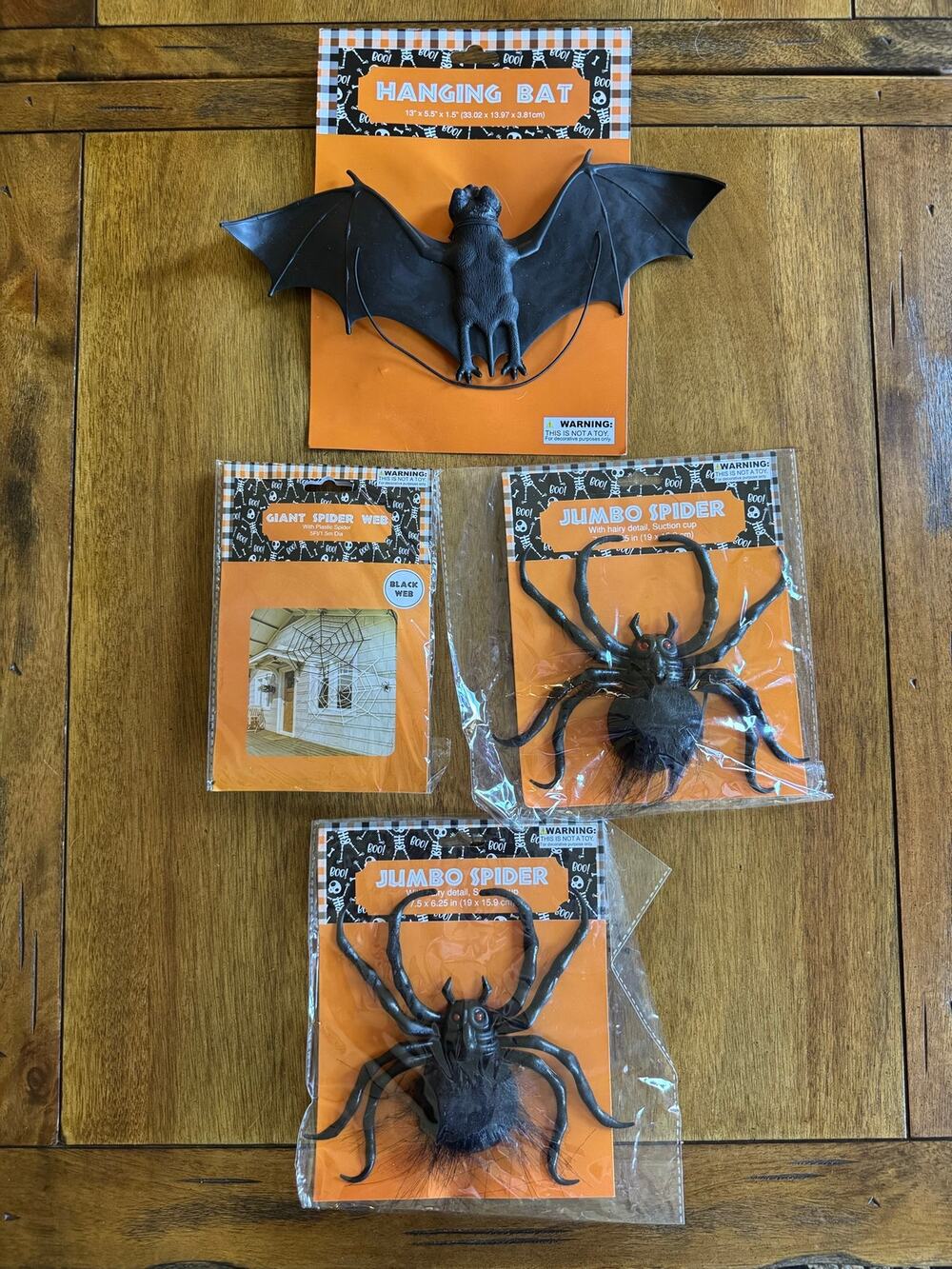 NWT Halloween Decor Lot Hanging Bat Jumbo Spiders Giant Spider Web